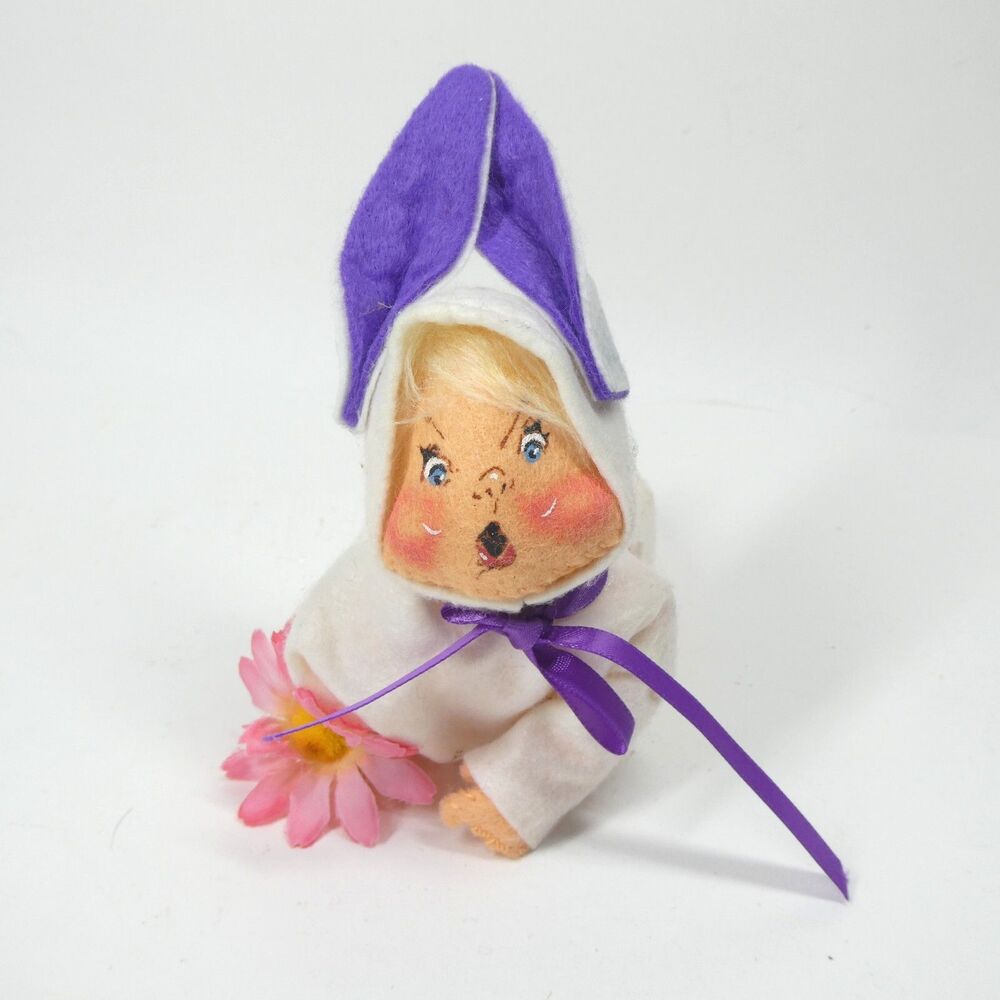 Annalee Mobilitee Bunny Suit Baby Easter 1989 Felt Doll Figure 6" Vintage